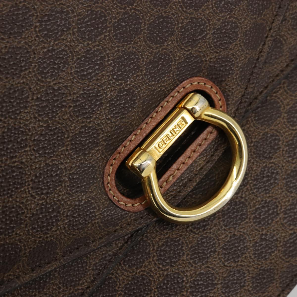 CELINE Macadam Canvas Hand Bag PVC Leather Brown Gold Auth 171227