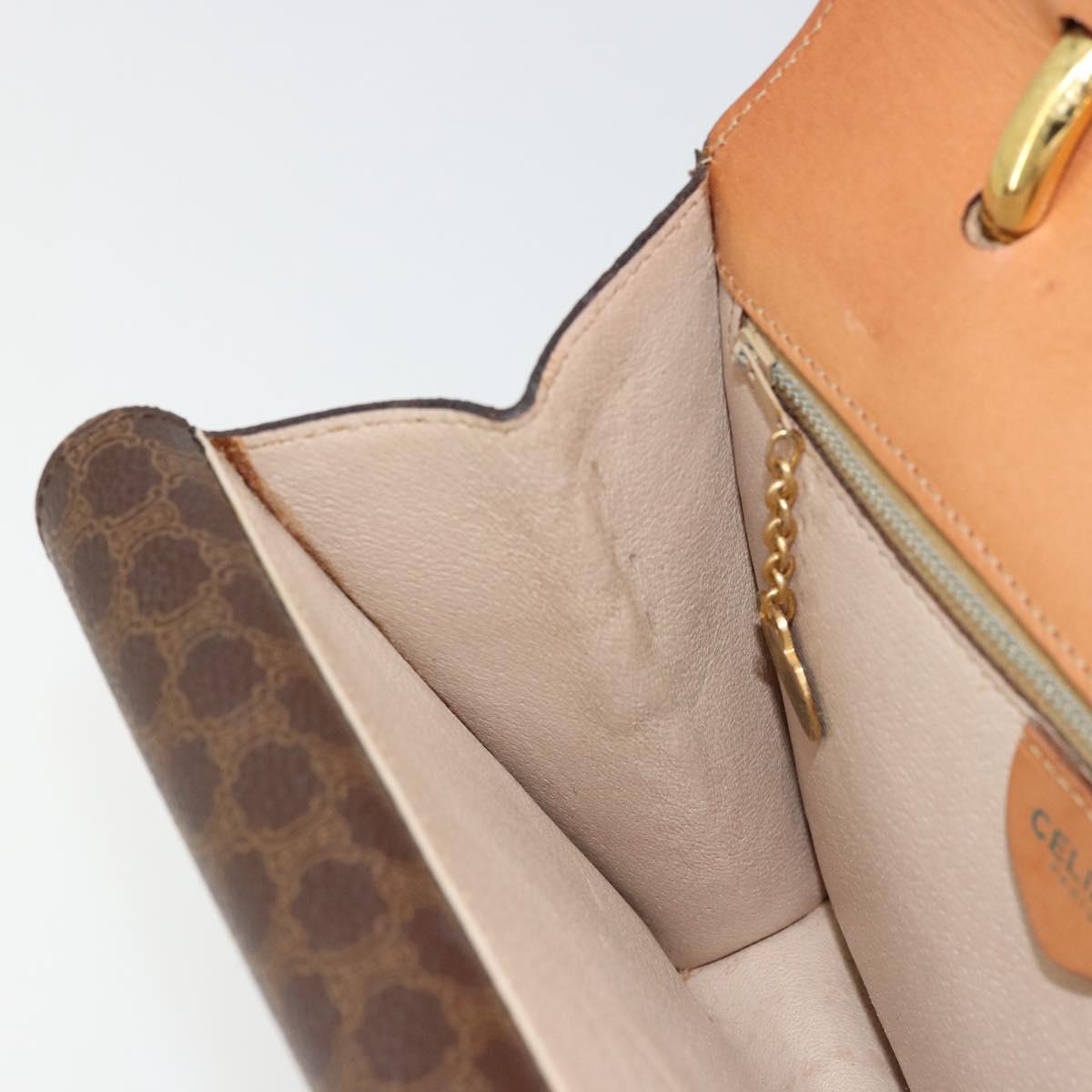 CELINE Macadam Canvas Hand Bag PVC Leather Brown Gold Auth 171227