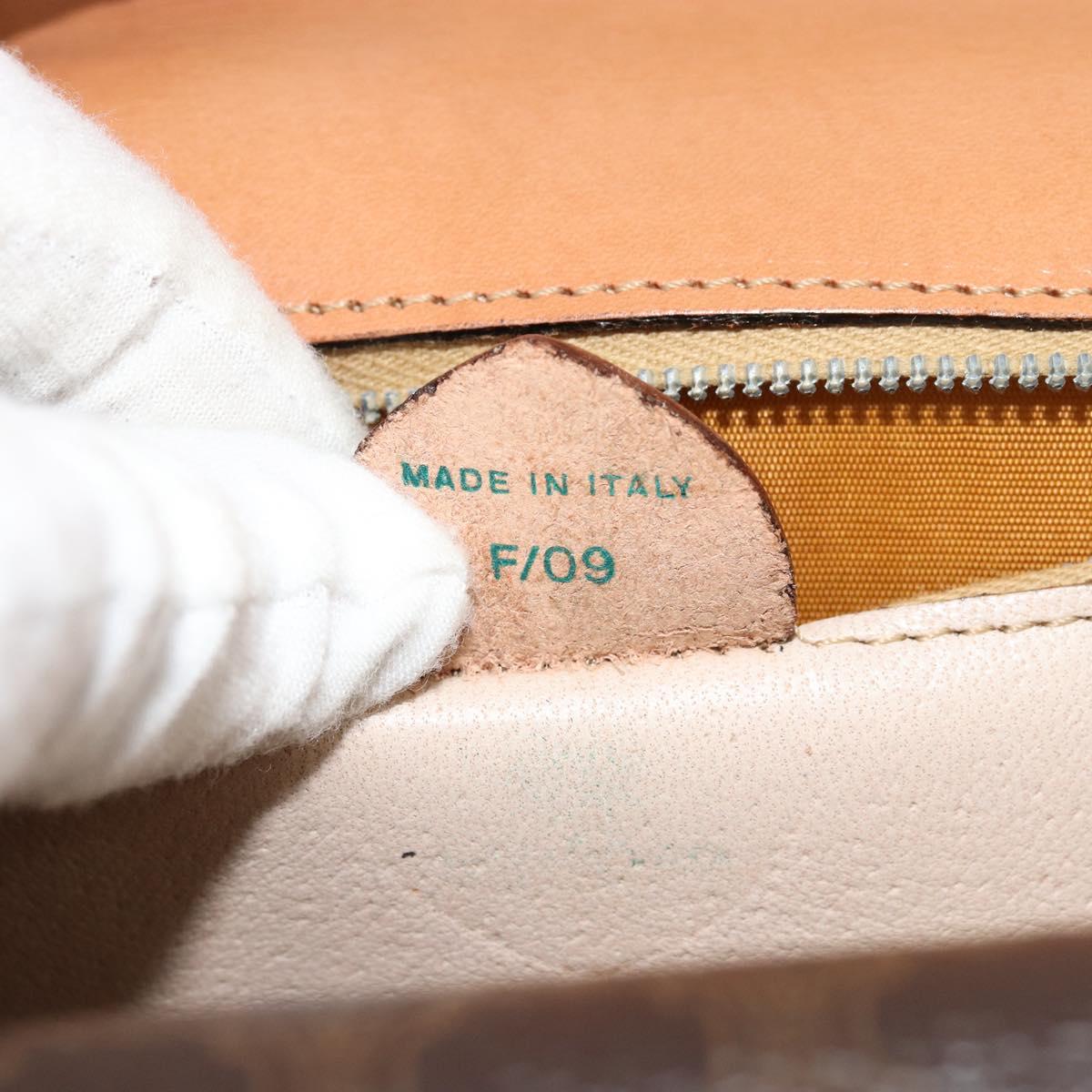 CELINE Macadam Canvas Hand Bag PVC Leather Brown Gold Auth 171227