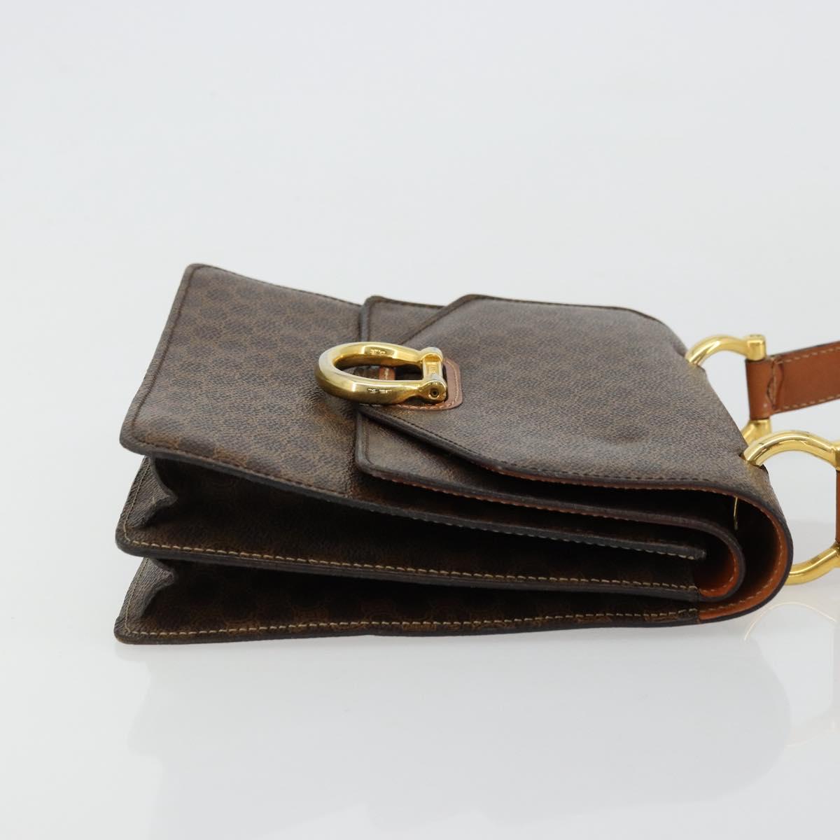 CELINE Macadam Canvas Hand Bag PVC Leather Brown Gold Auth 171227