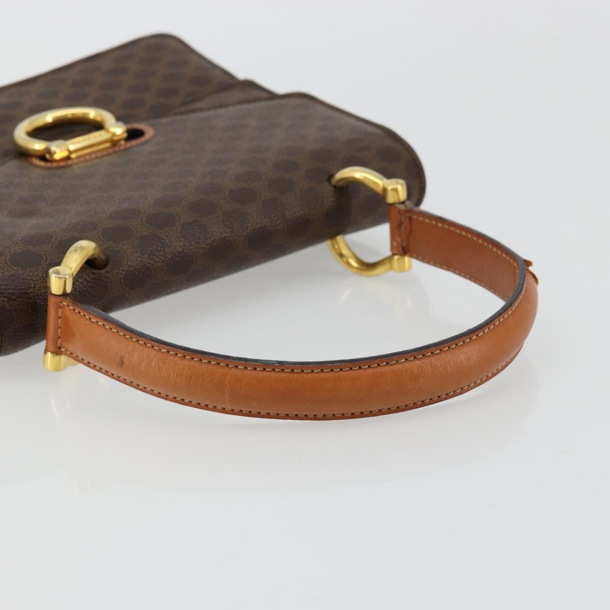 CELINE Macadam Canvas Hand Bag PVC Leather Brown Gold Auth 171227