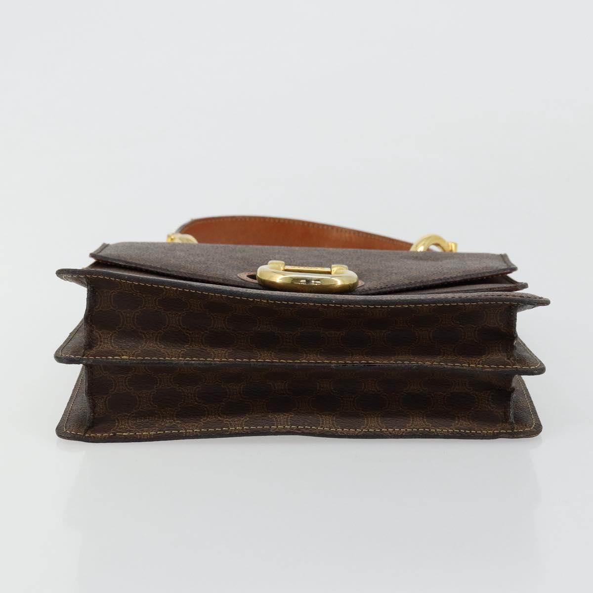 CELINE Macadam Canvas Hand Bag PVC Leather Brown Gold Auth 171227