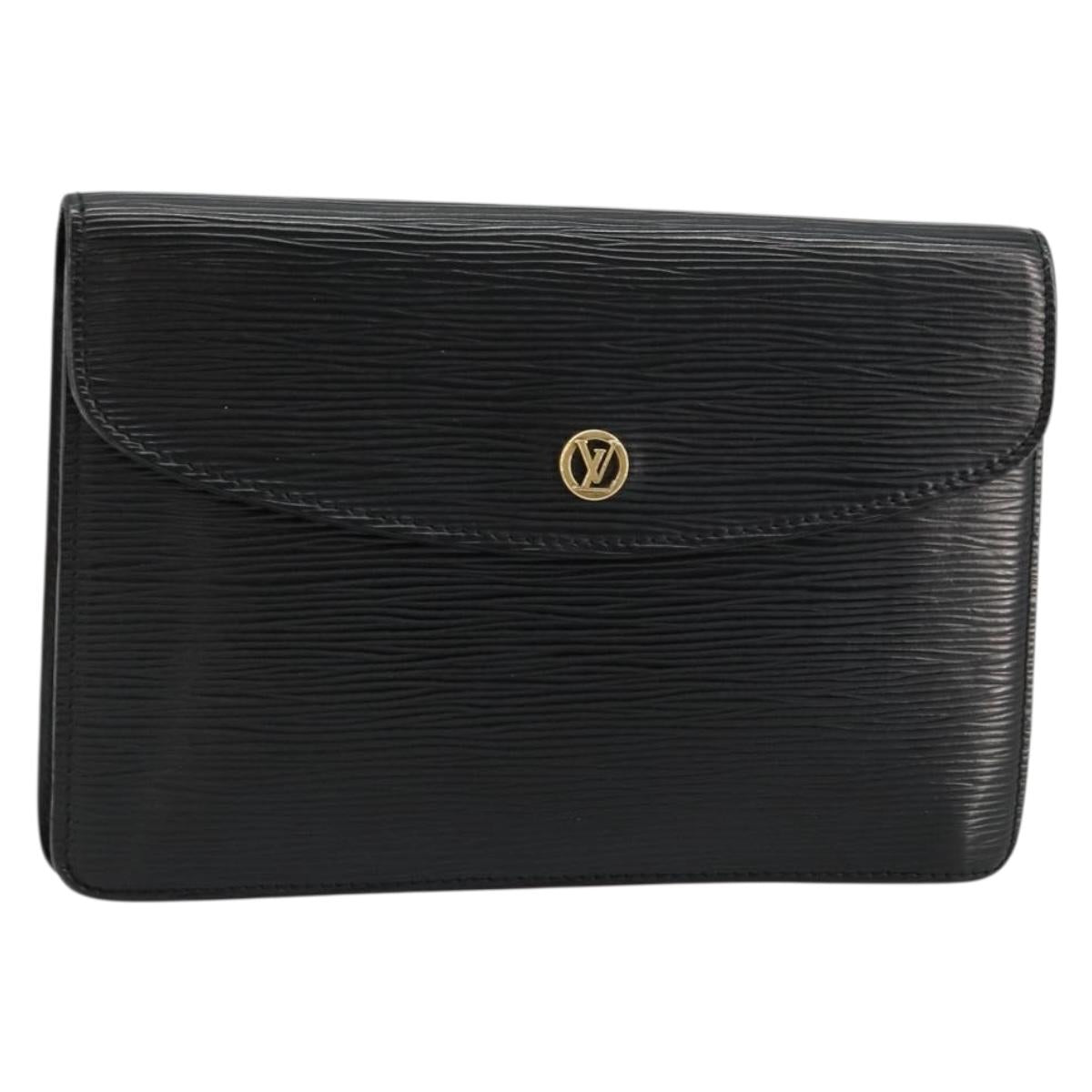 LOUIS VUITTON Epi Montaigne 23 Clutch Bag Black M52662 LV Auth 171232