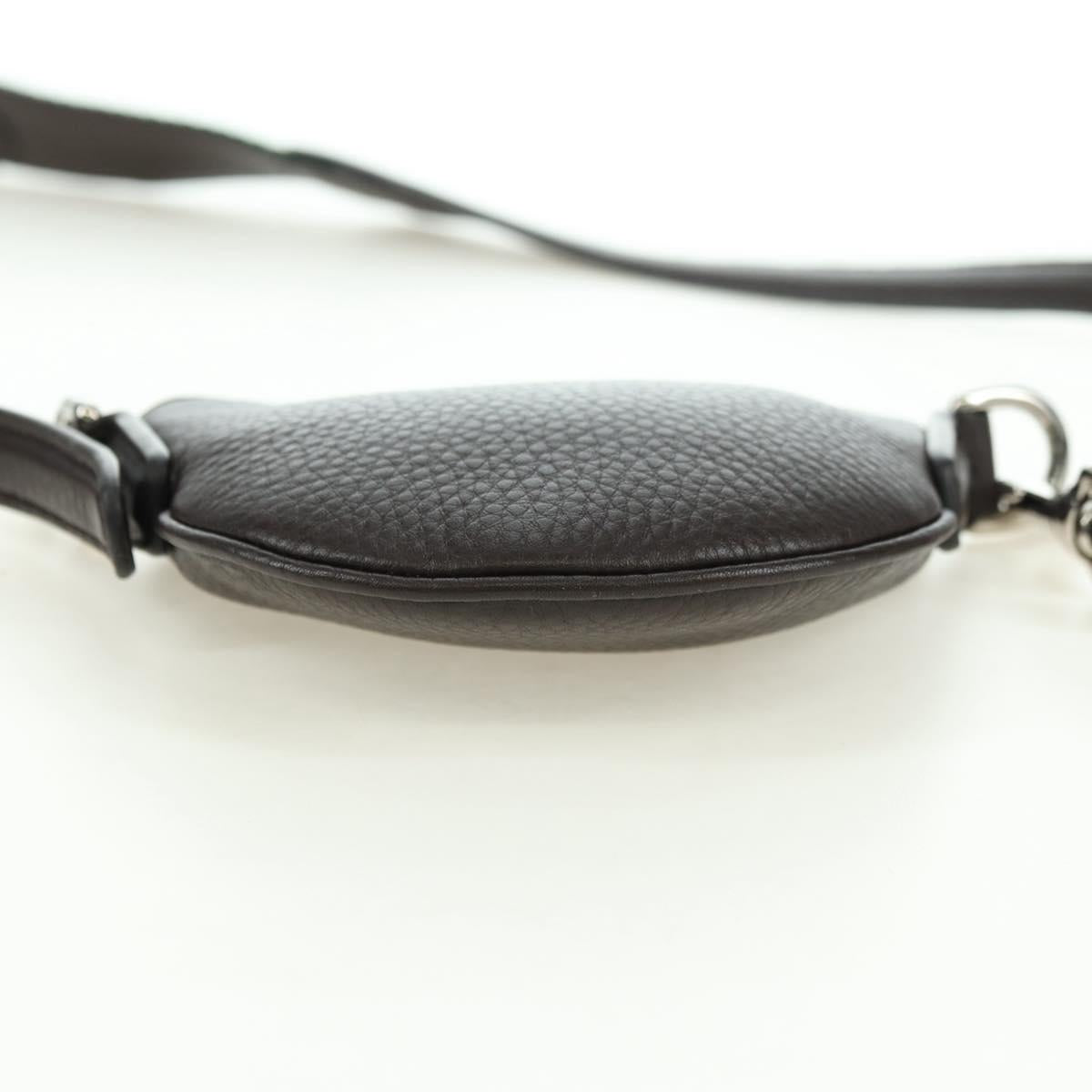 GUCCI Shoulder Pouch Web Sherry Line Leather Black Silver 821831 Auth 171234A