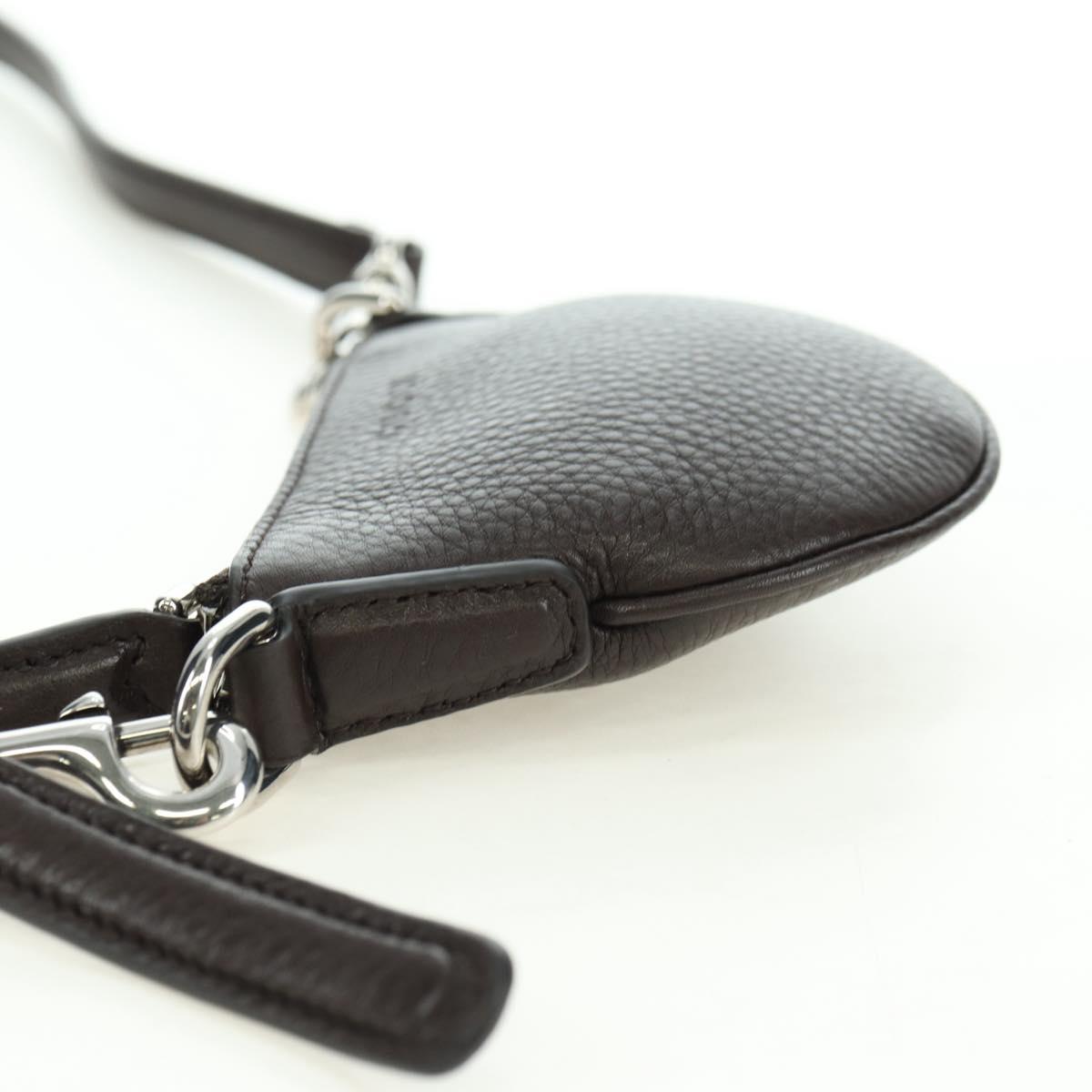 GUCCI Shoulder Pouch Web Sherry Line Leather Black Silver 821831 Auth 171234A