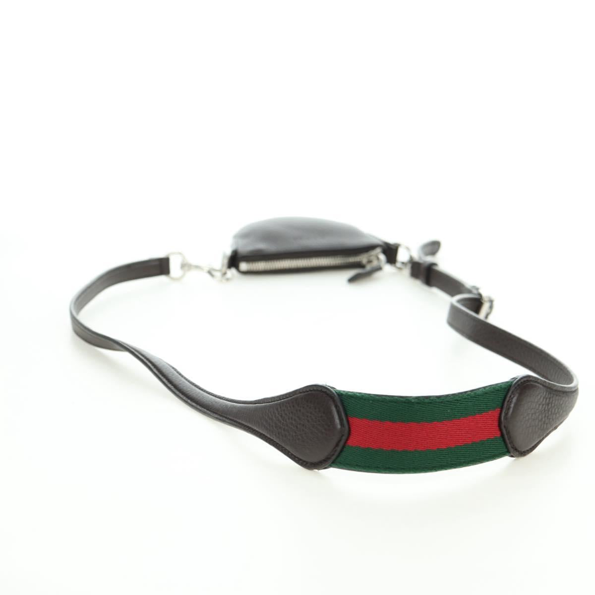 GUCCI Shoulder Pouch Web Sherry Line Leather Black Silver 821831 Auth 171234A