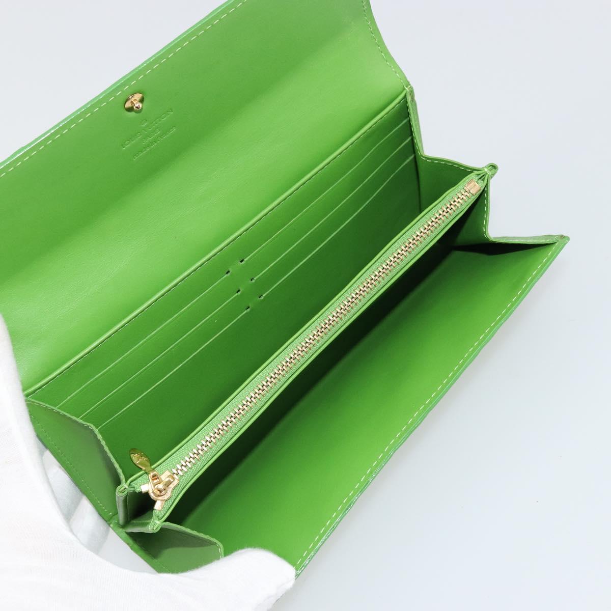 LOUIS VUITTON Vernis Portefeiulle Sarah Wallet Vert Tonic M93635 LV Auth 171237A