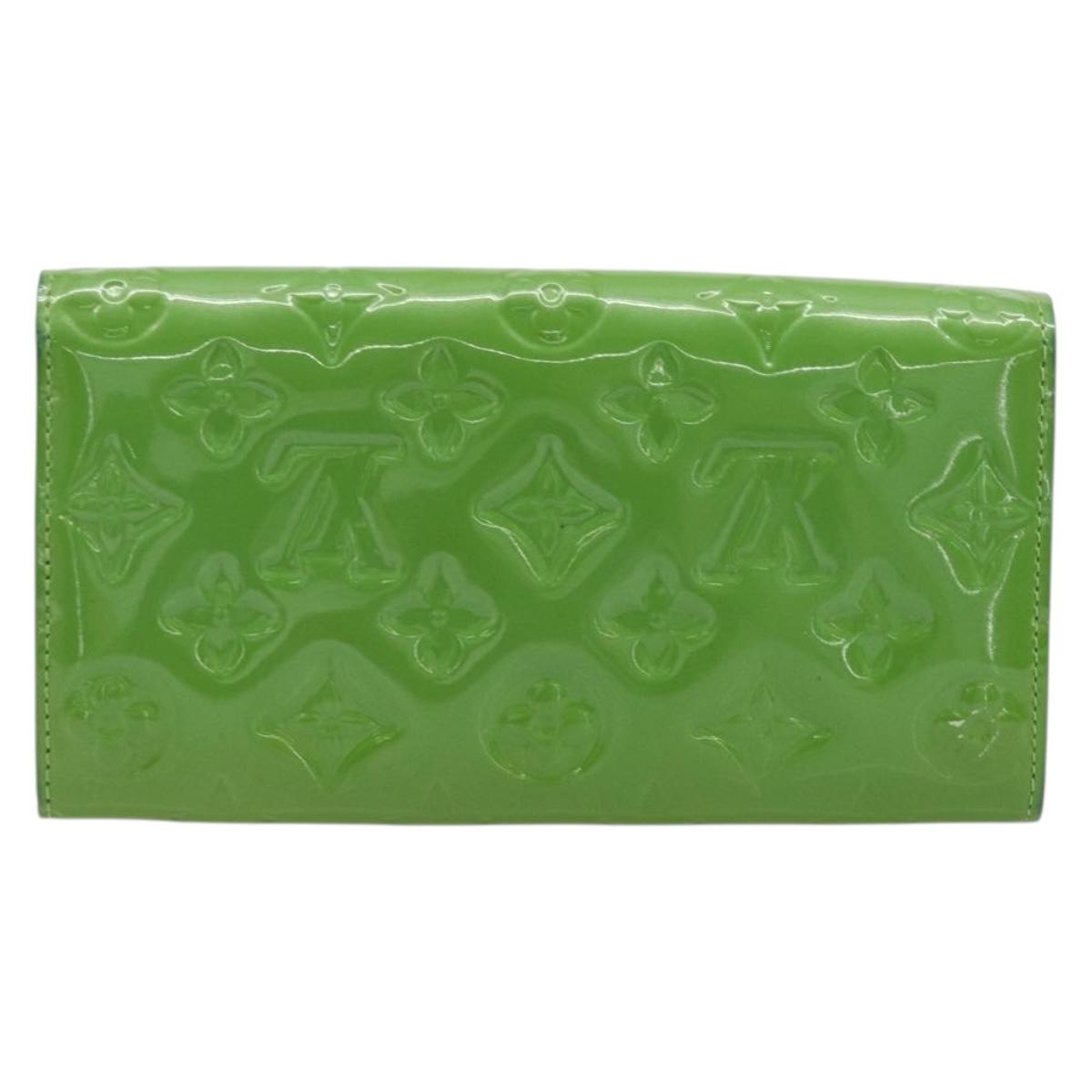 LOUIS VUITTON Vernis Portefeiulle Sarah Wallet Vert Tonic M93635 LV Auth 171237A