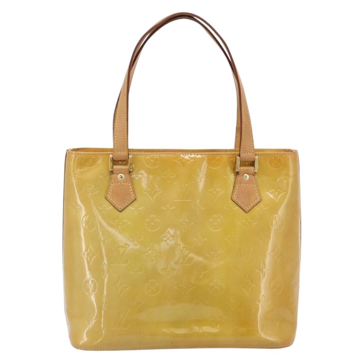 LOUIS VUITTON Monogram Vernis Houston Hand Bag Beige M91004 LV Auth 171247