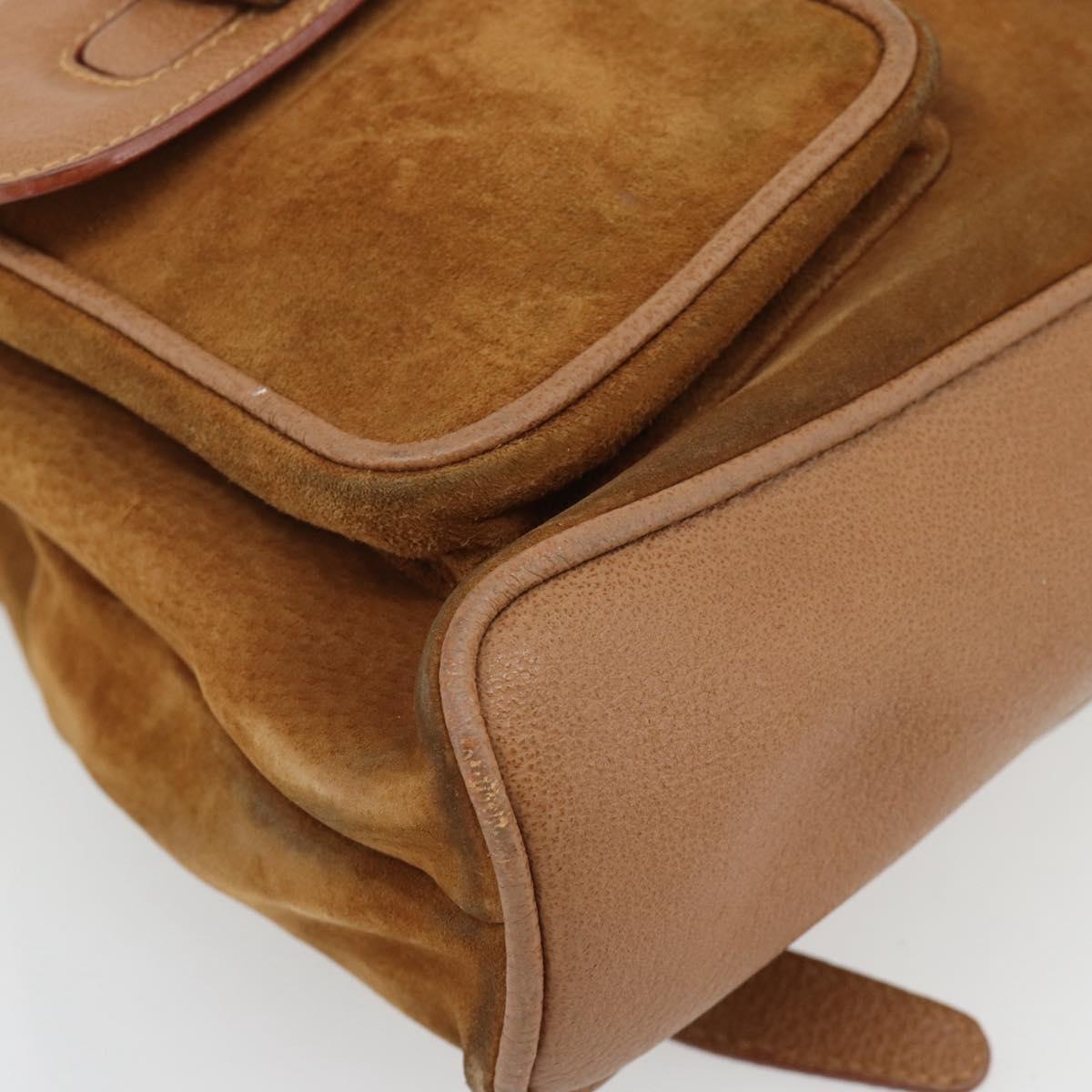 GUCCI Bamboo Backpack Suede Brown Gold 003 2058 0016 Auth 171248