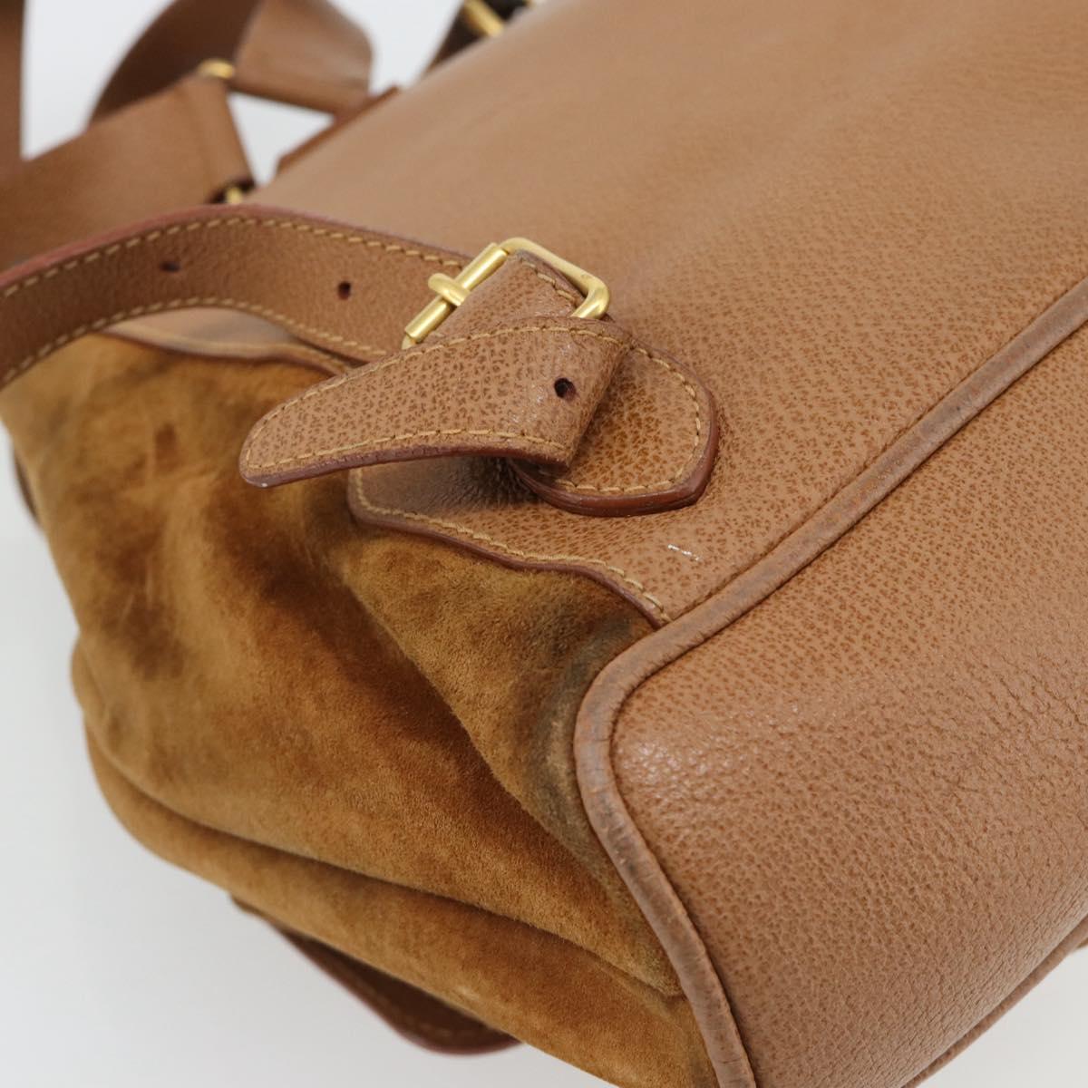 GUCCI Bamboo Backpack Suede Brown Gold 003 2058 0016 Auth 171248