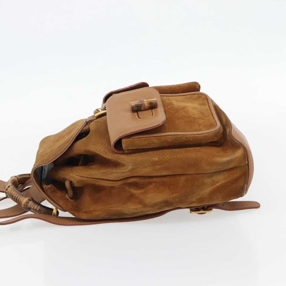 GUCCI Bamboo Backpack Suede Brown Gold 003 2058 0016 Auth 171248