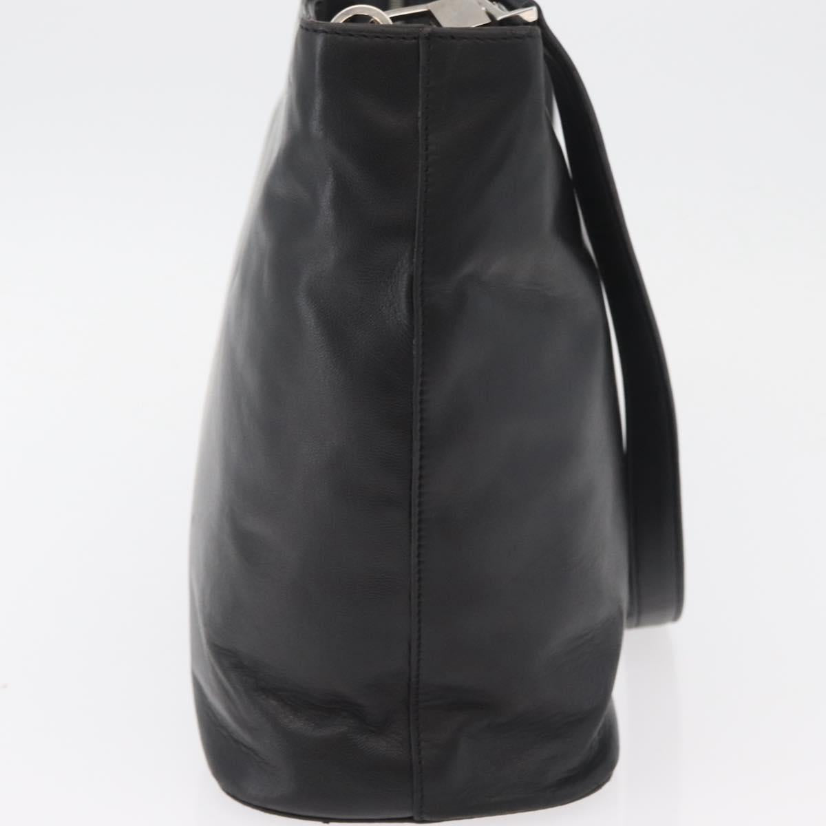 CELINE Hand Bag Leather 2way Black Gold Auth 171255A