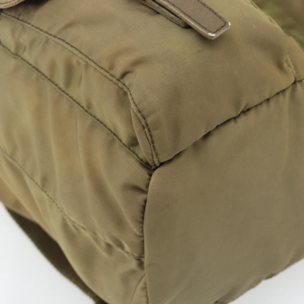 PRADA Backpack Nylon Khaki Silver Auth 171259