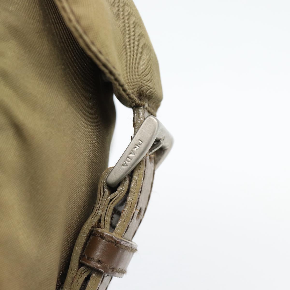 PRADA Backpack Nylon Khaki Silver Auth 171259