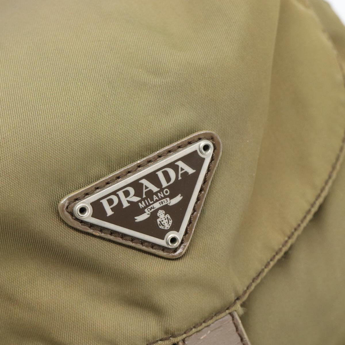 PRADA Backpack Nylon Khaki Silver Auth 171259