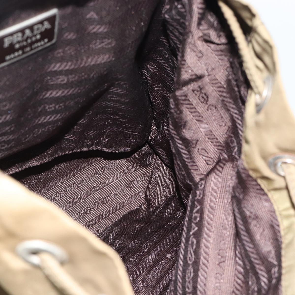 PRADA Backpack Nylon Khaki Silver Auth 171259