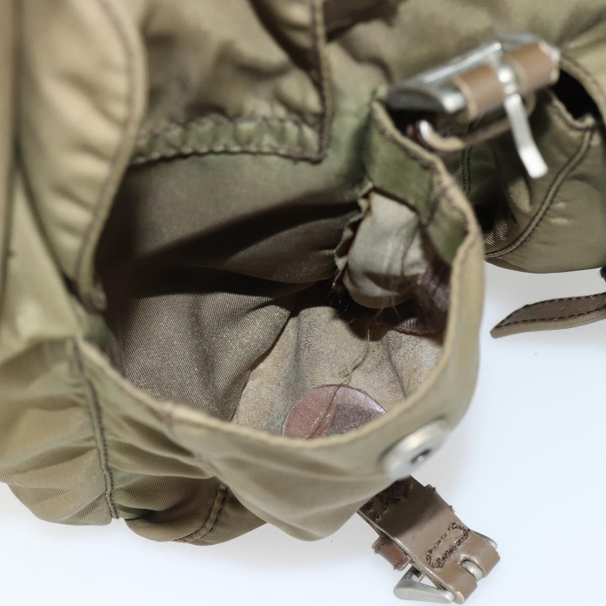PRADA Backpack Nylon Khaki Silver Auth 171259
