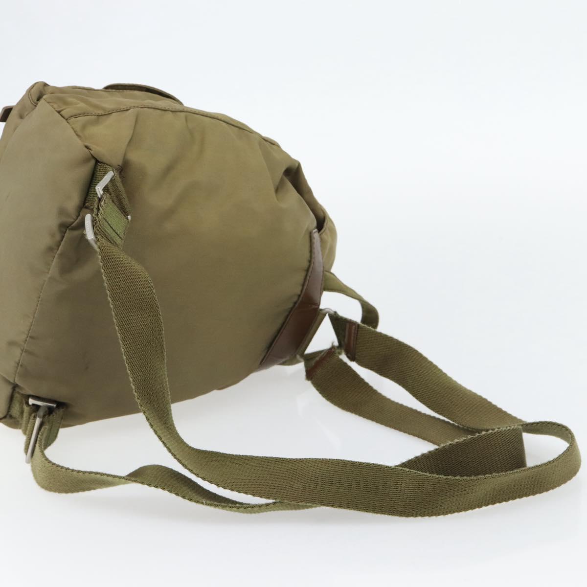 PRADA Backpack Nylon Khaki Silver Auth 171259