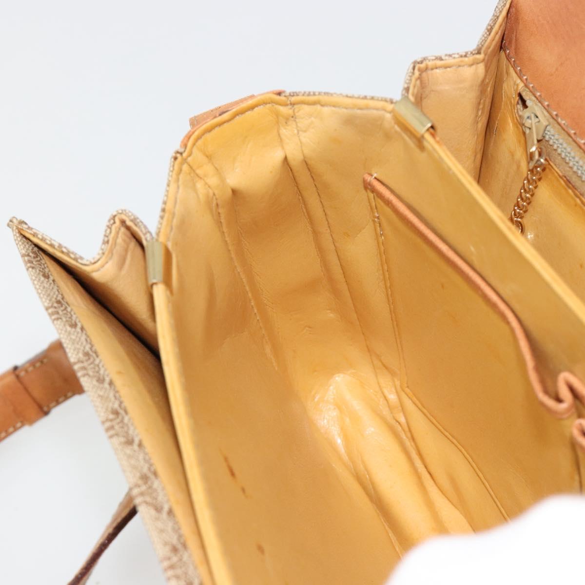 CELINE Macadam Canvas Horse Carriage Shoulder Bag PVC Beige Gold Auth 171260A