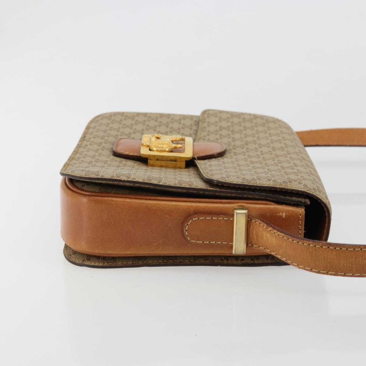 CELINE Macadam Canvas Horse Carriage Shoulder Bag PVC Beige Gold Auth 171260A