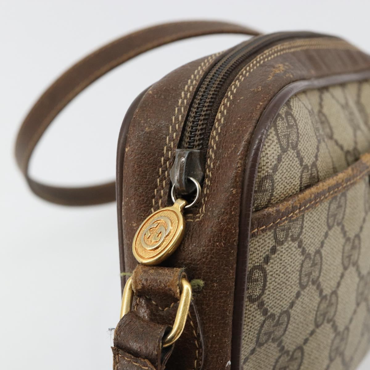 GUCCI GG Supreme Web Sherry Line Bag PVC Beige Gold 116 02 089 Auth 171261