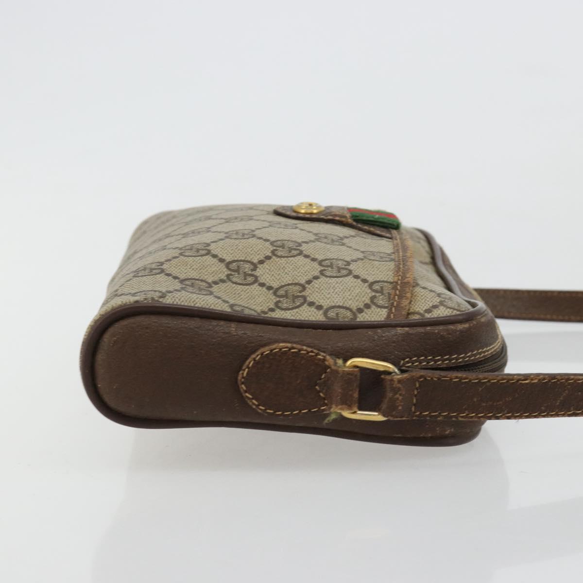 GUCCI GG Supreme Web Sherry Line Bag PVC Beige Gold 116 02 089 Auth 171261
