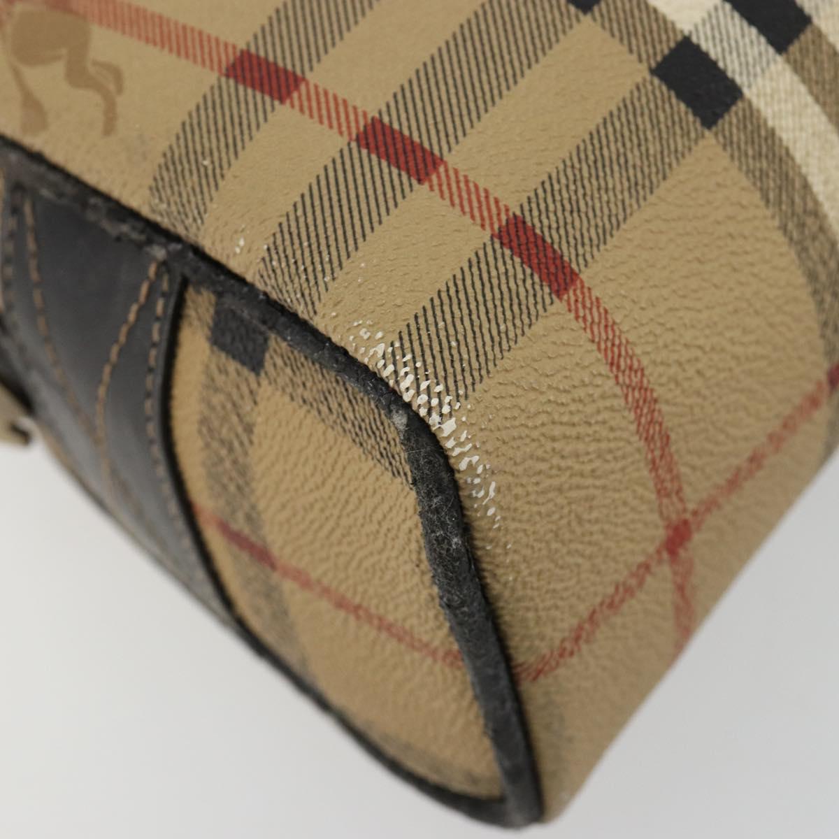 Burberrys Nova Check Shoulder Bag PVC Beige Gold Auth 171262