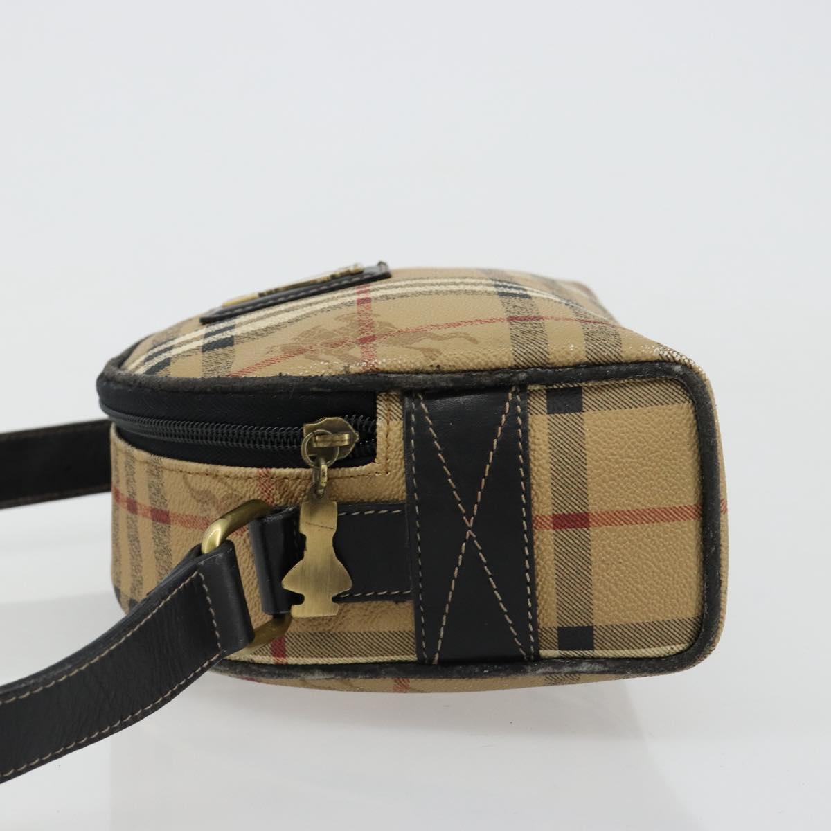 Burberrys Nova Check Shoulder Bag PVC Beige Gold Auth 171262