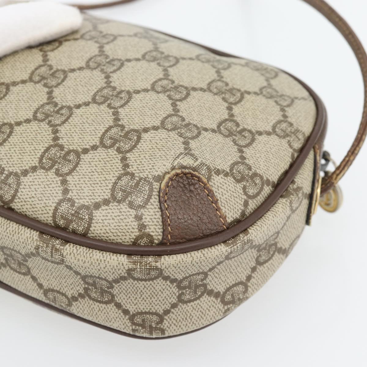 GUCCI GG Supreme Web Sherry Line Bag PVC Beige Gold 156 02 066 Auth 171266