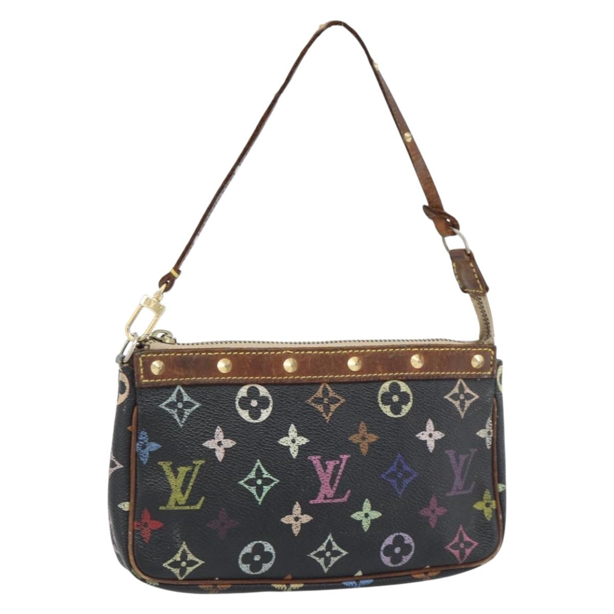 LOUIS VUITTON Multicolor Pochette Accessoires Pouch Black M92648 LV Auth 171272