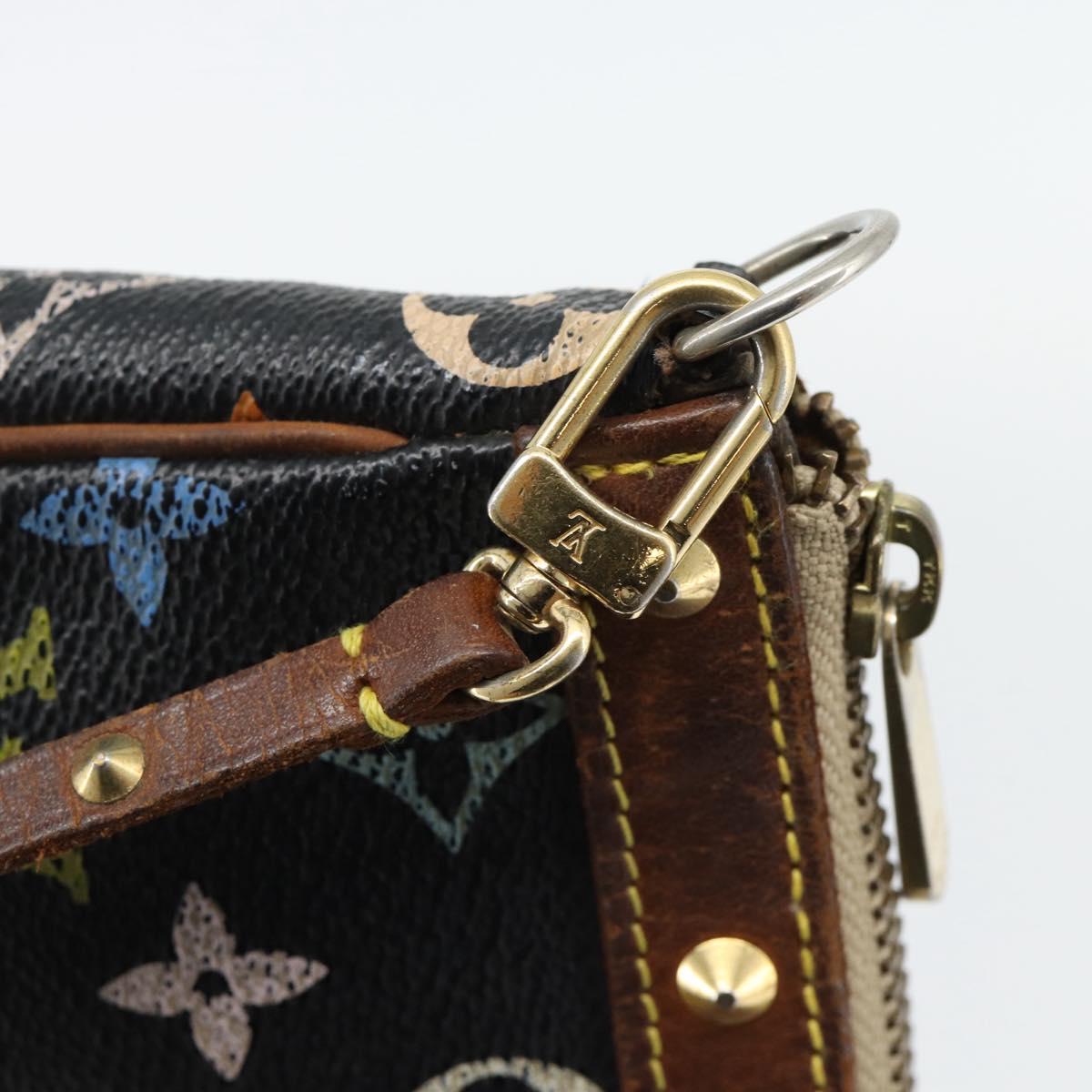 LOUIS VUITTON Multicolor Pochette Accessoires Pouch Black M92648 LV Auth 171272