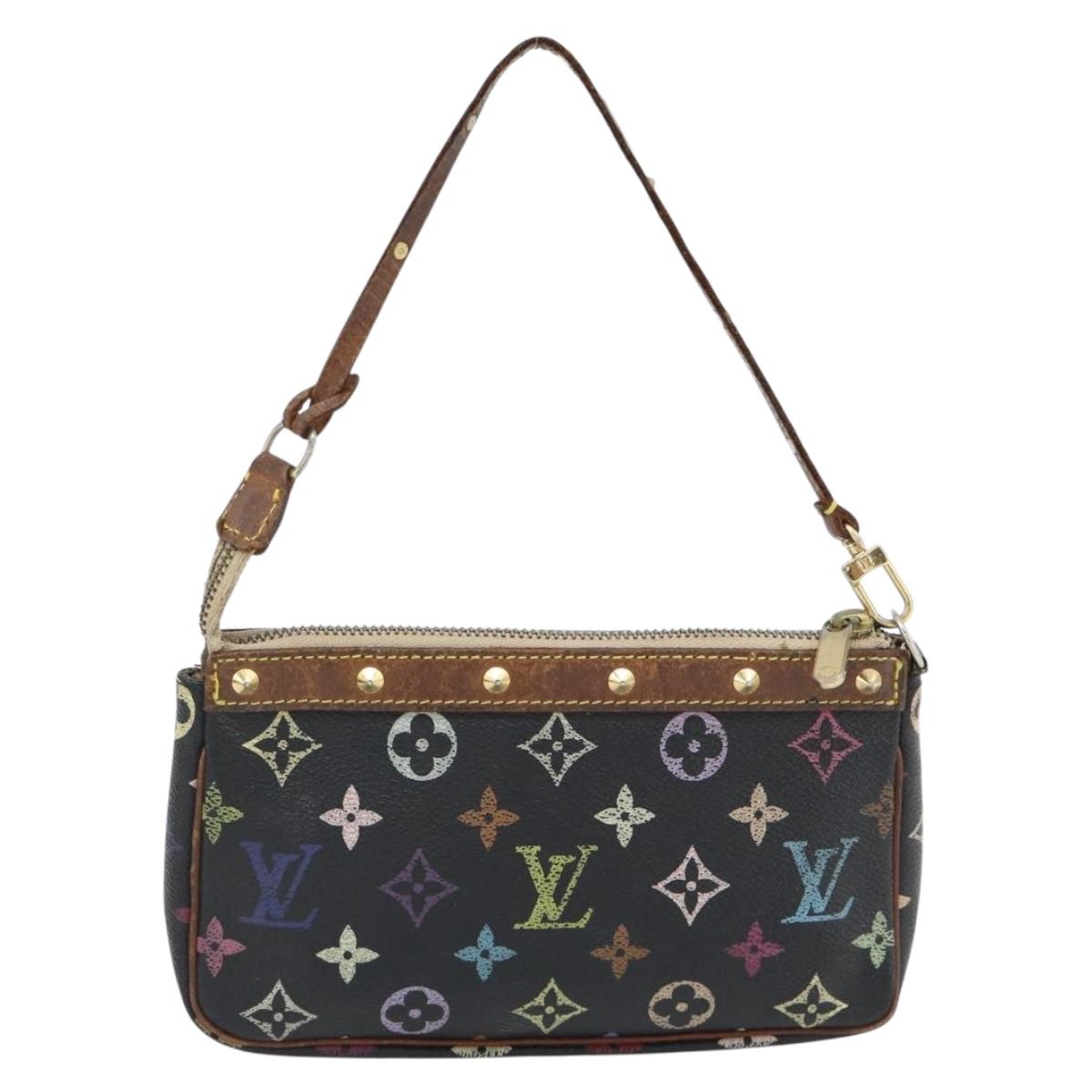 LOUIS VUITTON Multicolor Pochette Accessoires Pouch Black M92648 LV Auth 171272