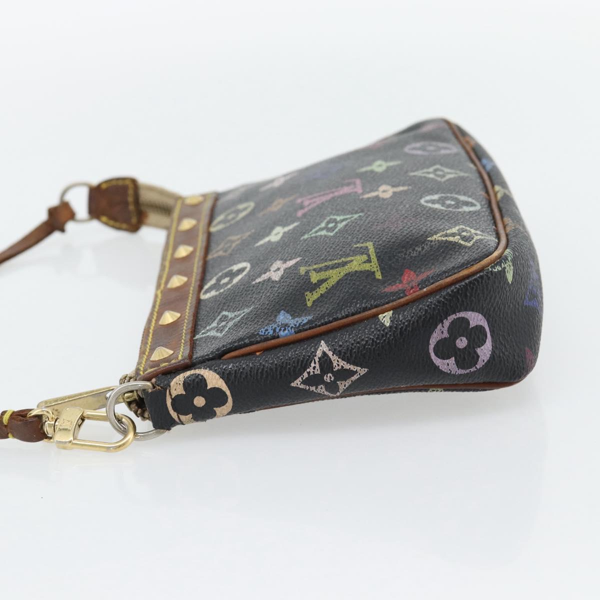 LOUIS VUITTON Multicolor Pochette Accessoires Pouch Black M92648 LV Auth 171272