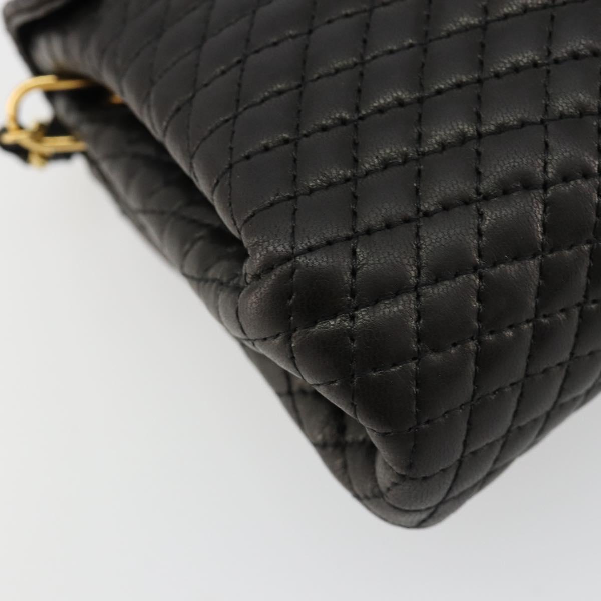 BALLY Chain Shoulder Bag Leather Black Gold Auth 171275