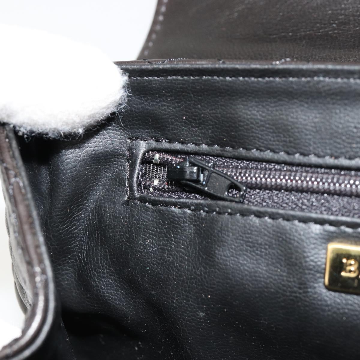BALLY Chain Shoulder Bag Leather Black Gold Auth 171275