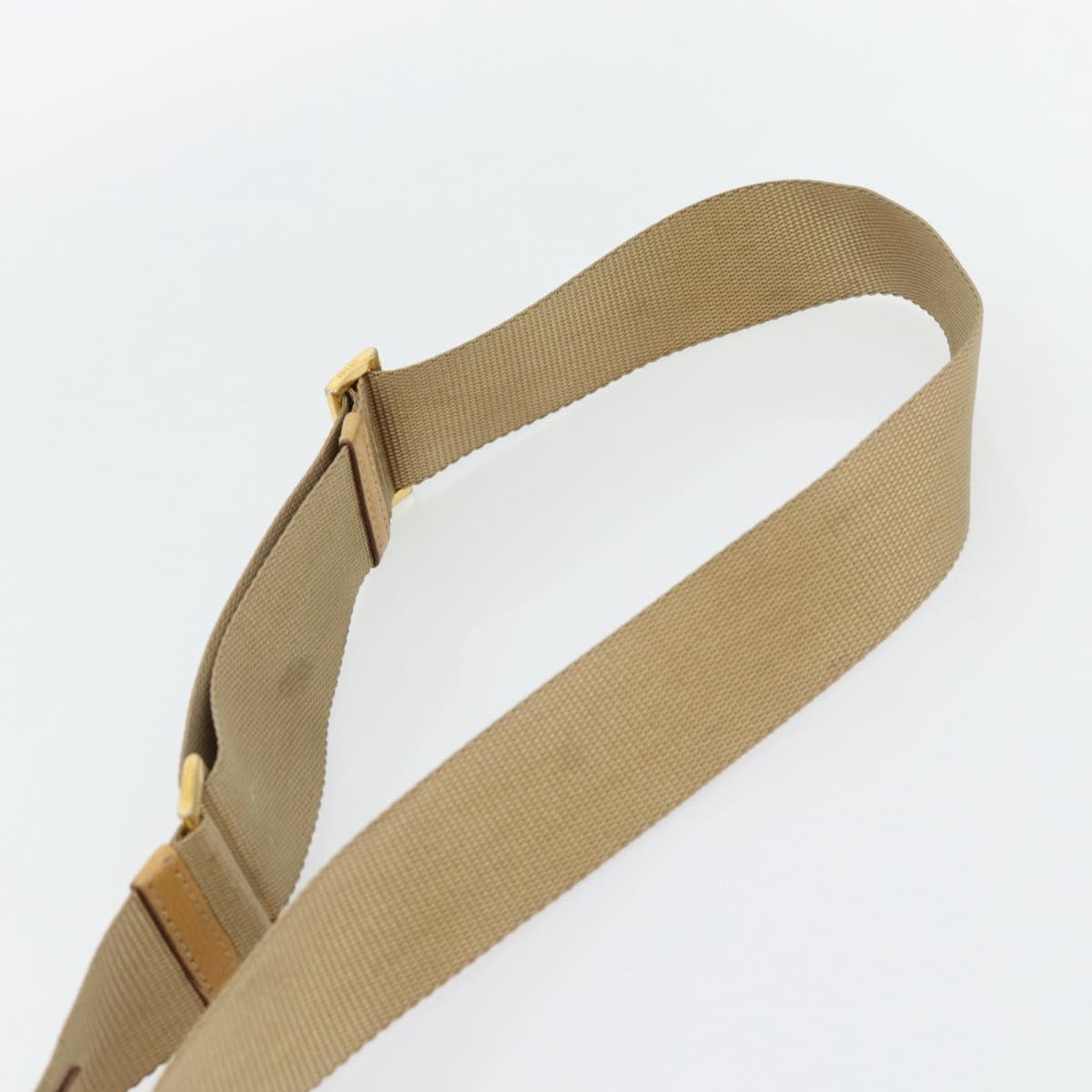 PRADA Shoulder Bag Nylon Canvas Beige Gold Auth 171276