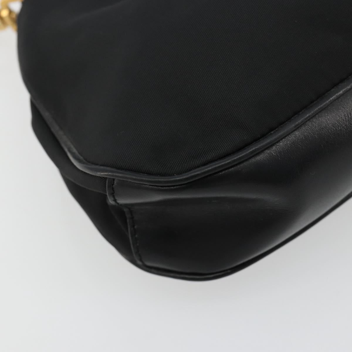 PRADA Accessory Pouch Nylon Black Gold Auth 171277