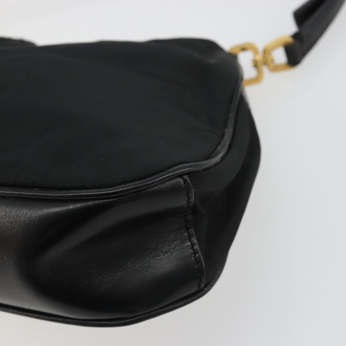 PRADA Accessory Pouch Nylon Black Gold Auth 171277