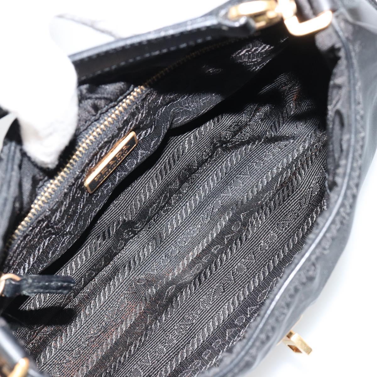 PRADA Accessory Pouch Nylon Black Gold Auth 171277