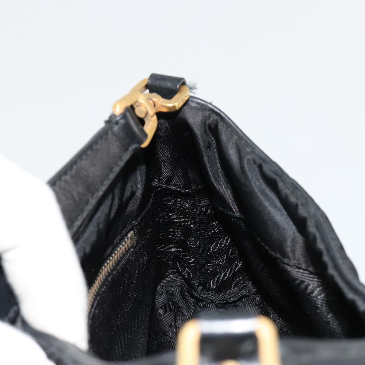 PRADA Accessory Pouch Nylon Black Gold Auth 171277