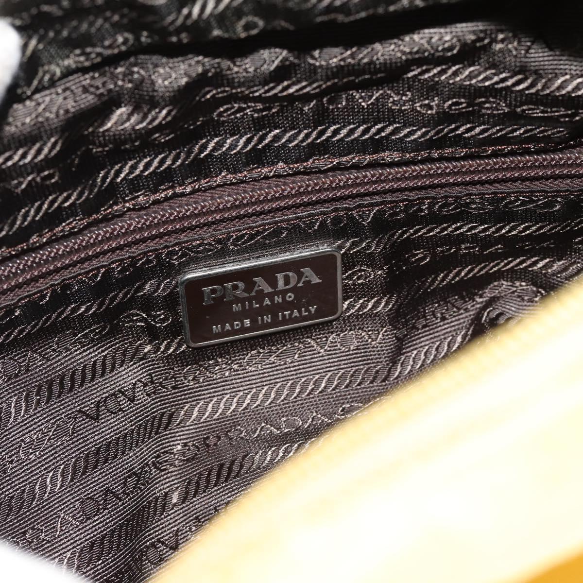 PRADA Tote Bag Nylon Yellow Silver Auth 171278