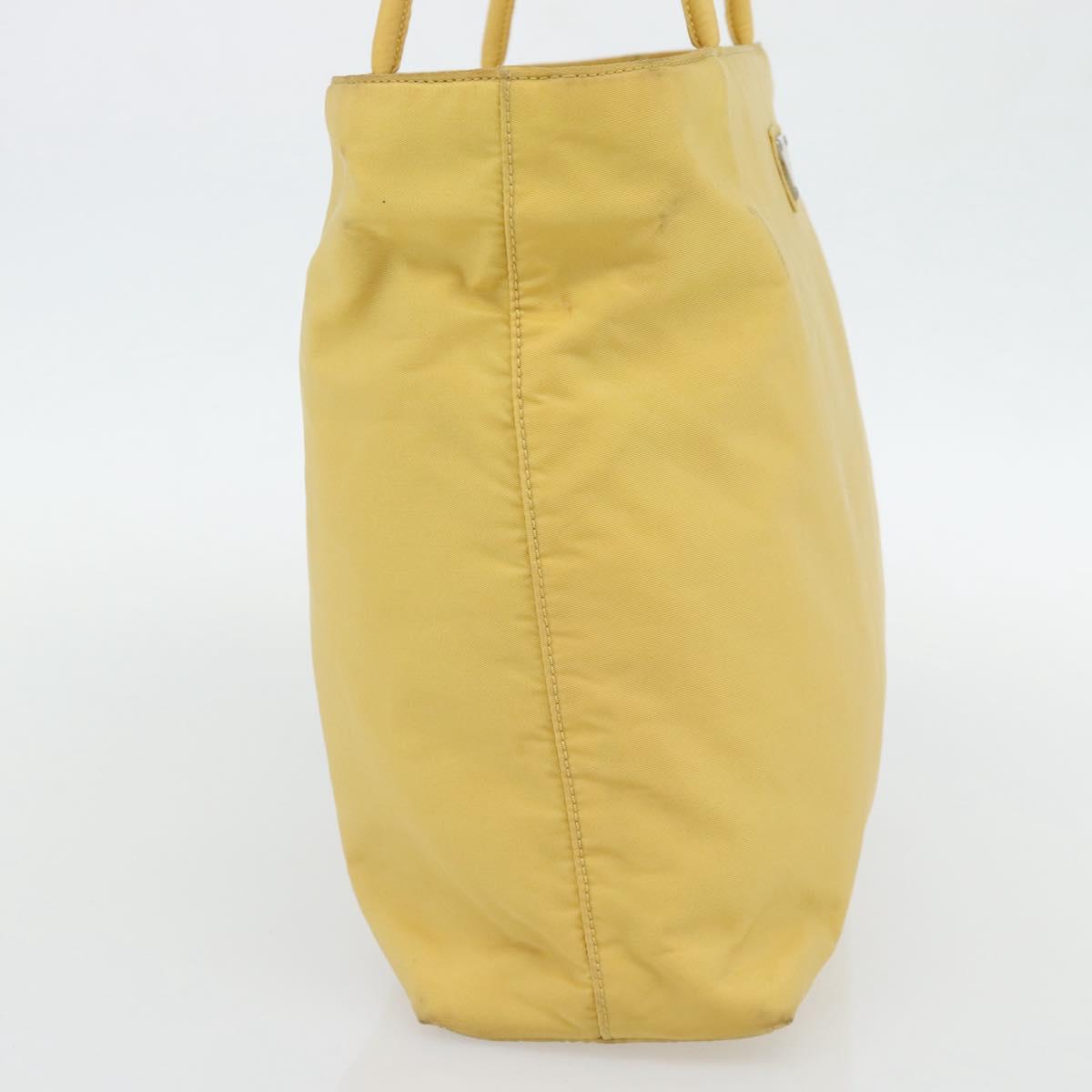 PRADA Tote Bag Nylon Yellow Silver Auth 171278