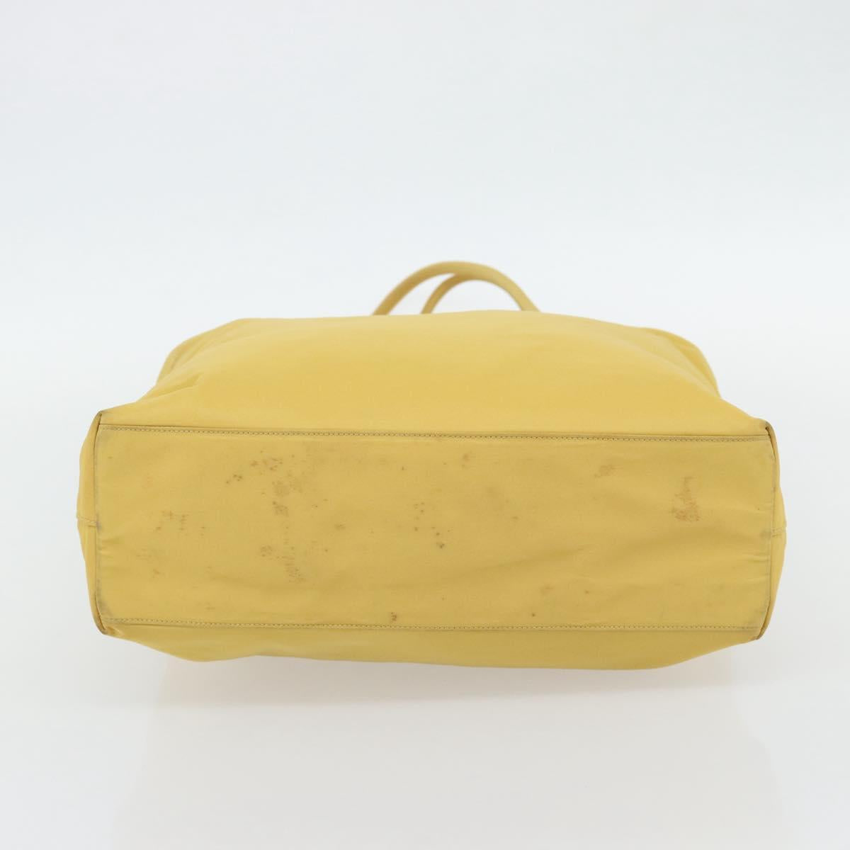 PRADA Tote Bag Nylon Yellow Silver Auth 171278