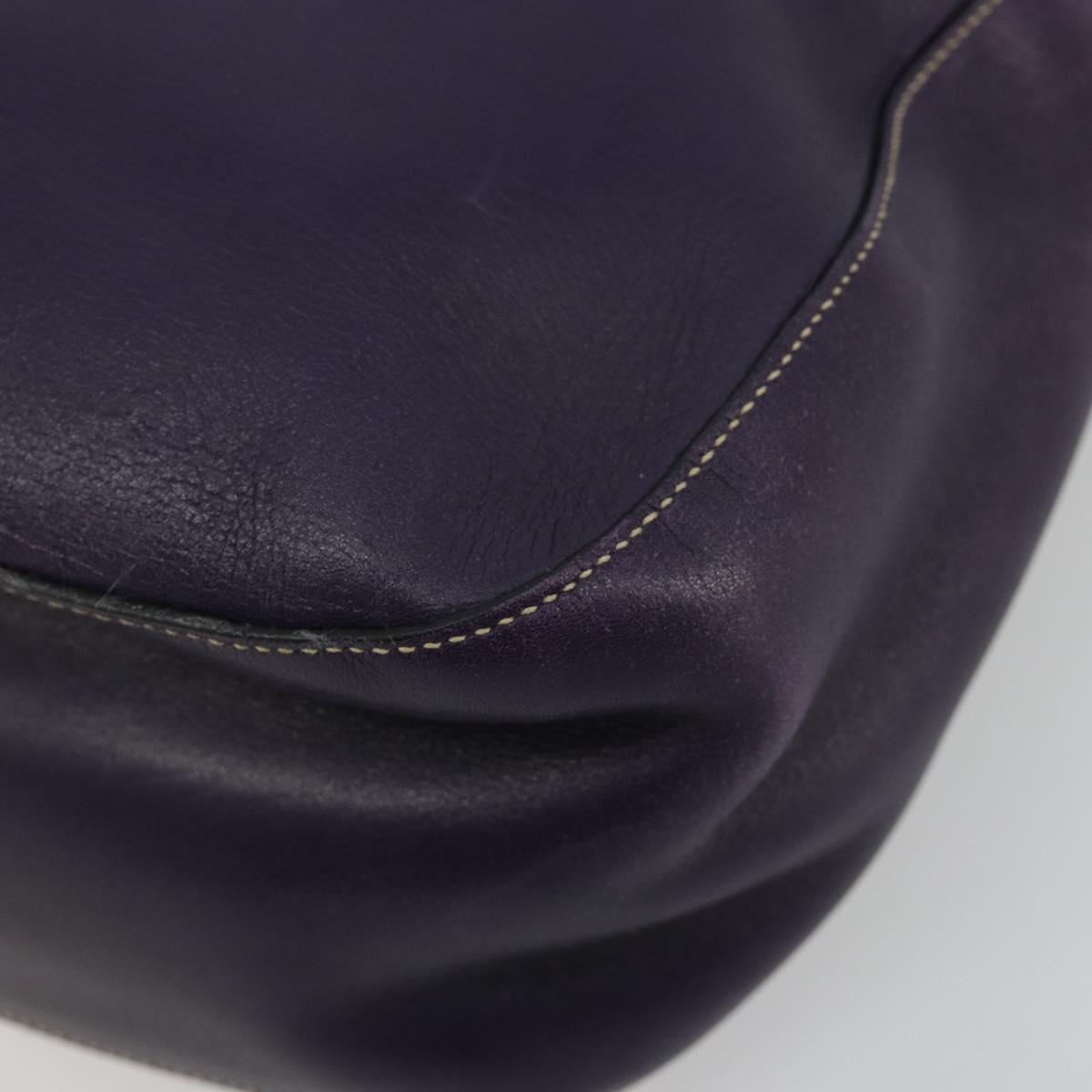 PRADA Chain Shoulder Bag Leather Purple Gold Auth 171280V
