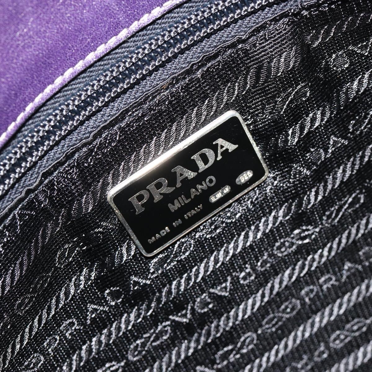 PRADA Chain Shoulder Bag Leather Purple Gold Auth 171280V