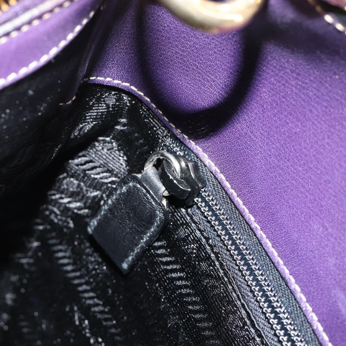 PRADA Chain Shoulder Bag Leather Purple Gold Auth 171280V