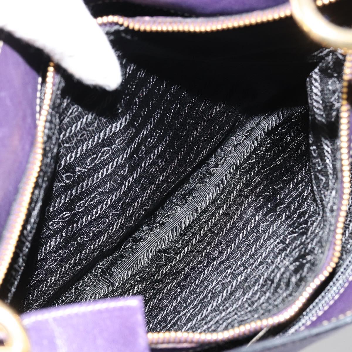 PRADA Chain Shoulder Bag Leather Purple Gold Auth 171280V