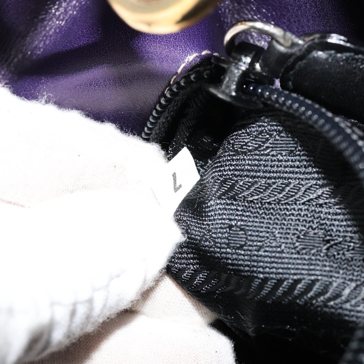 PRADA Chain Shoulder Bag Leather Purple Gold Auth 171280V