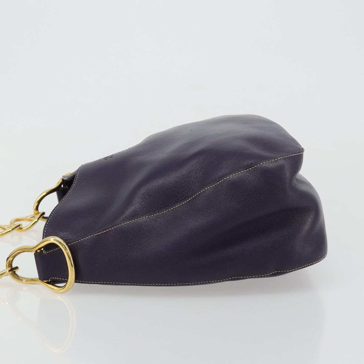 PRADA Chain Shoulder Bag Leather Purple Gold Auth 171280V